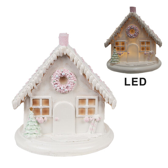 Clayre &amp; Eef | Decoratie Huis met LED Wit 13x13x13 cm / 2xAAA | 6PR4348