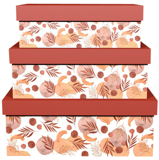 Dekoratief | Set 3 dozen rechthoek &#039;Earth Blush&#039;, 26x18x10cm | A245086