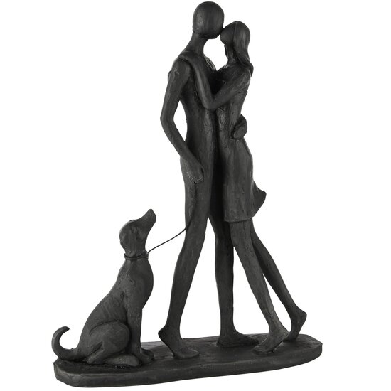 Dekoratief | Koppel m/hond, zwart, resina, 21x7x27cm | A245167