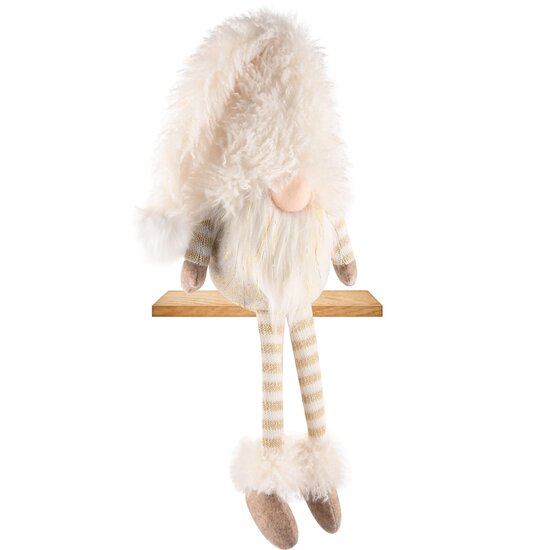 Dekoratief | Pop gnoom zittend m/hangbenen, beige/bruin, stof, 23x14x70cm | A245226