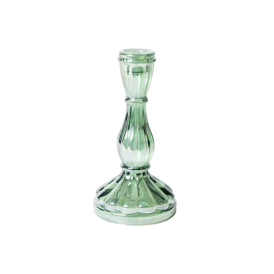Dekoratief | Kaarsenhouder, groen, glas, 9x9x17cm | A249101