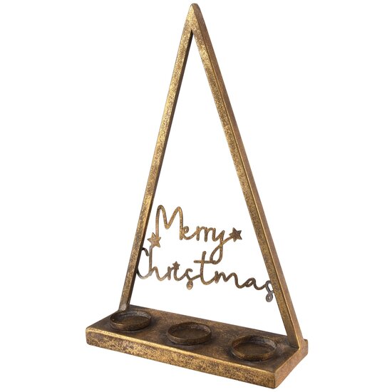 Dekoratief | Theelichthouder boom &#039;Merry Christmas&#039;, brons, metaal, 27x10x43cm | A245465
