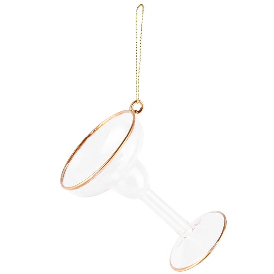 Dekoratief | Hanger champagneglas, goud/transparant, glas, 7x6x9cm | A245575