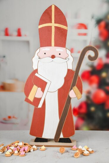 Dekoratief | Sinterklaas op voet, hout, 30x8x60cm | A245681