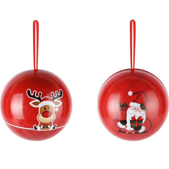 Dekoratief | Hanger bal opvulbaar &#039;Rudolph/Santa&#039;, metaal, 7x7x7cm, set van 2 stuks | A245777