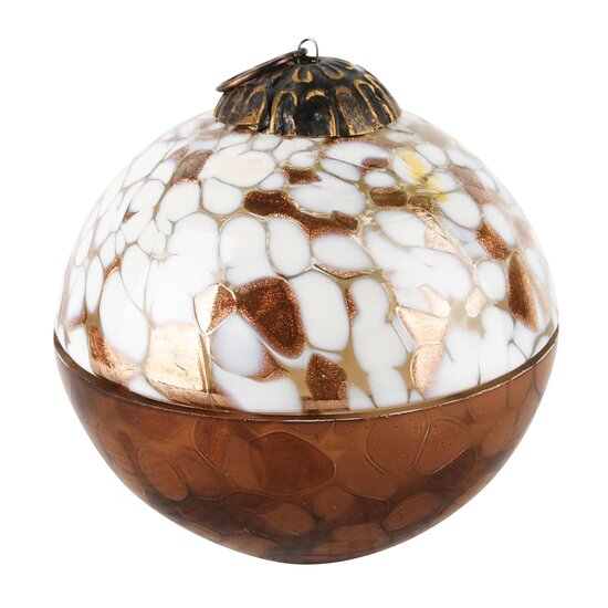 Dekoratief | Kerstbal geurkaars 'Bronze' parf. Chocolate, glas/wax, 9x9x10cm | A248022