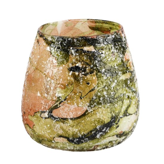 Dekoratief | Theelichthouder 'Pink Cami', glas, 10x10x10cm | A248051