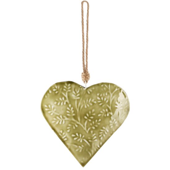 Dekoratief | Hanger hart, groen, metaal, 15x15x1cm | A248083