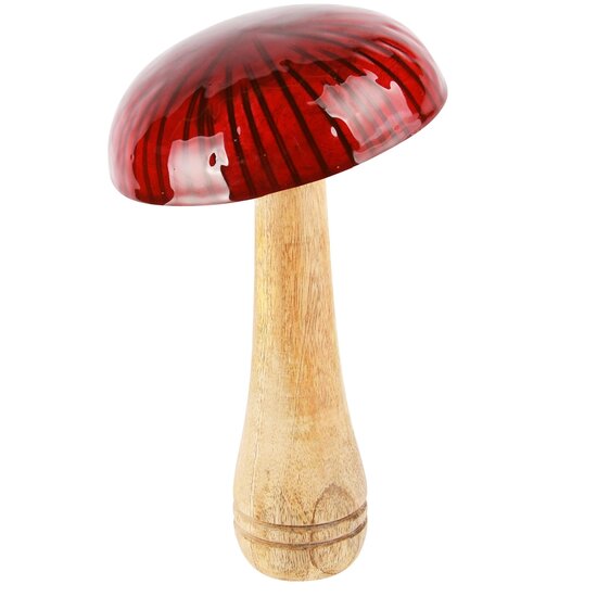 Dekoratief | Paddenstoel &#039;Ruby Red&#039;, hout/enamel, 14x14x25cm | A248109