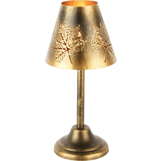 Dekoratief | Theelichthouder lamp op voet, goud, metaal, 12x12x24cm | A248133