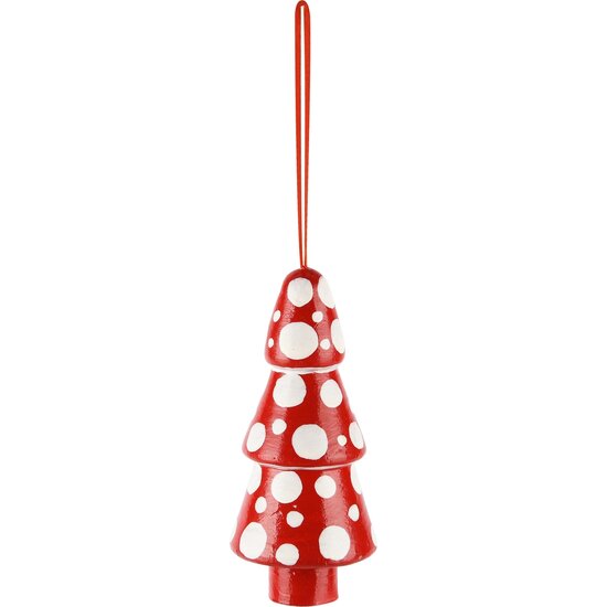 Dekoratief | Hanger boompje m/bollen, rood/wit, karton, 5x5x10cm | A248197