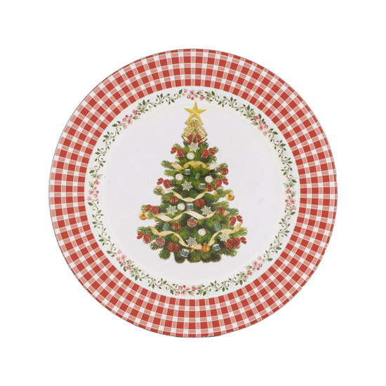 Dekoratief | Deco schaal rond m/kerstboom, pvc, 33x33cm | A249031