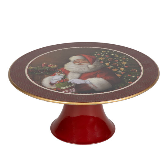 Dekoratief | Taartschotel op voet &#039;Sweet Santa&#039;, pvc, 33x33x14cm | A249036