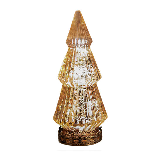 Clayre &amp; Eef | Kerstdecoratie Kerstboom met LED Koperkleurig &oslash; 7x16 cm | 6GL4569KO