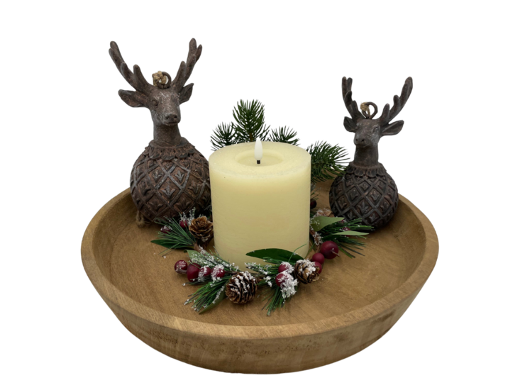 Decoratiebal Hert / kerstbal vintage bruin / taupe steen maat m 17 x 8 cm | 121621 | Home Sweet Home | Stoer &amp; Sober Woonstijl