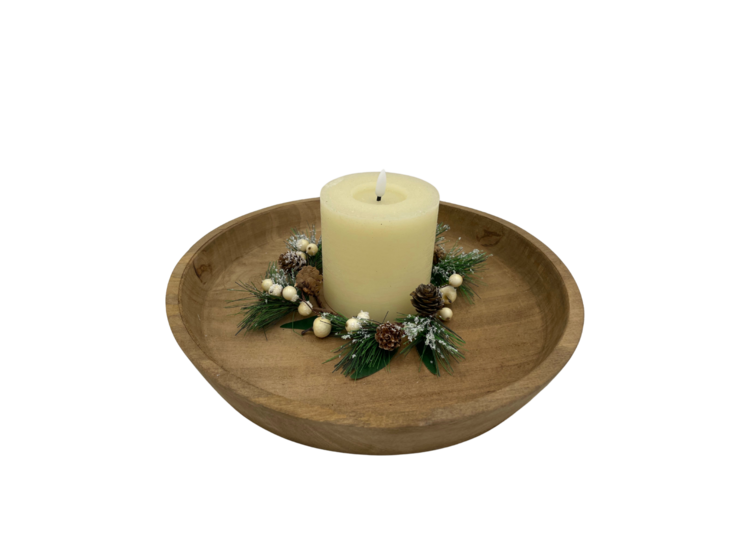 Kerstkrans met rode bessen dennenappels groen besneeuwd D 20 cm | 261356-061 | Home Sweet Home | Stoer &amp; Sober Woonstijl