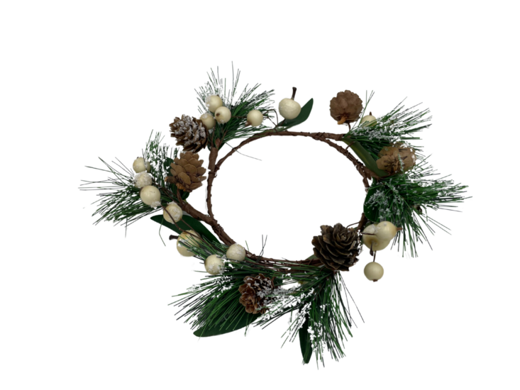 Kerstkrans met witte bessen dennenappels groen besneeuwd D 20 cm | 261356-068 | Home Sweet Home | Stoer &amp; Sober Woonstijl