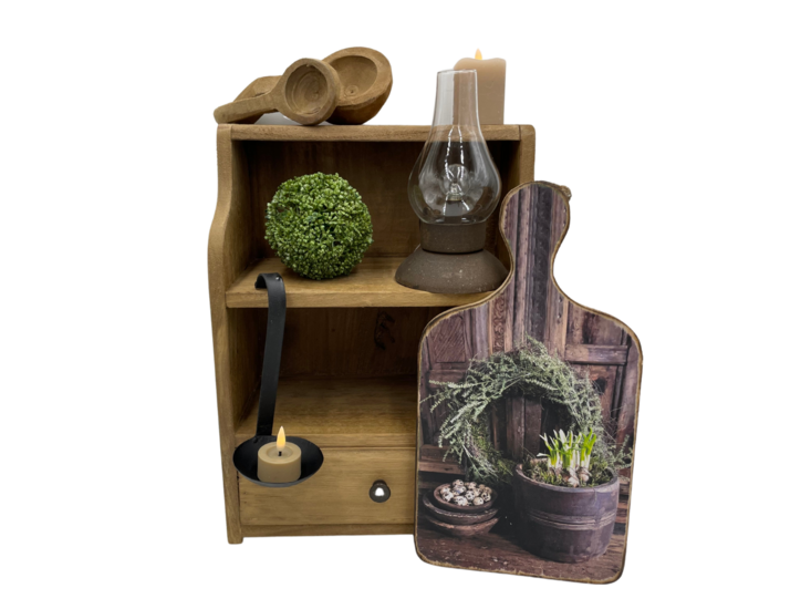 Gruttersbak kastje robuust geleefd hout met la bruin 30 x 40 x 16 cm | 045098 | Home Sweet Home | Landelijke Woonstijl