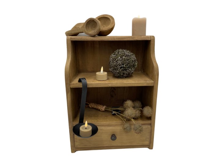 Gruttersbak kastje robuust geleefd hout met la bruin 30 x 40 x 16 cm | 045098 | Home Sweet Home | Landelijke Woonstijl