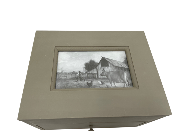 Juwelendoos opbergkist met lade fotolijst groen hout 22 x 14 x 14 cm |  819864-1 | Home Sweet Home 