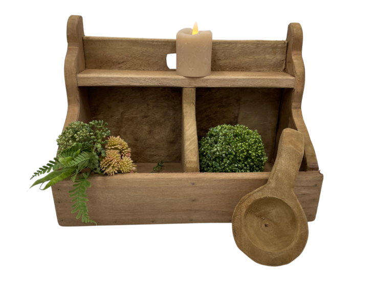 Gruttersbak stoer robuust geleefd hout 2 vaks bruin 33 x  24 cm keuken | HSH917980 | Home Sweet Home | Landelijke Woonstijl