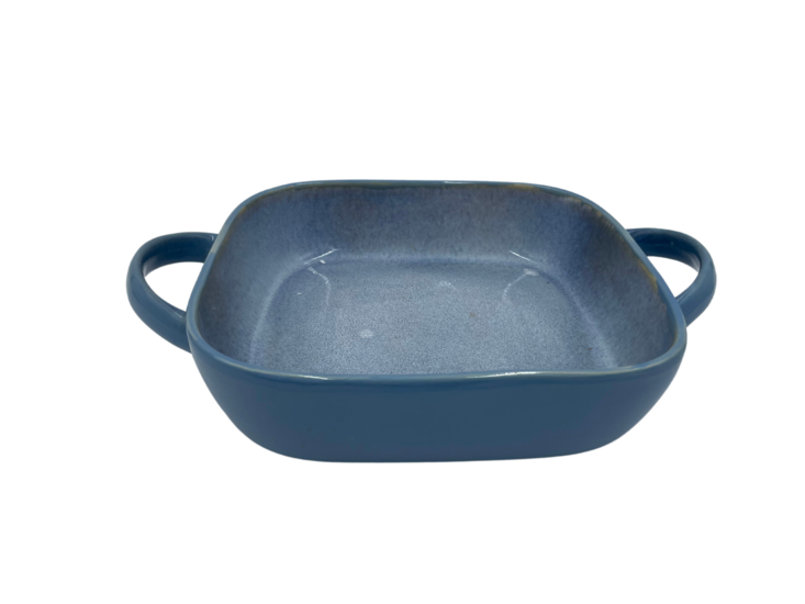 Ovenschaal keramisch handvat vierkant licht blauw 24 x 24 cm  | 6CE1359BL | Clayre &amp; Eef