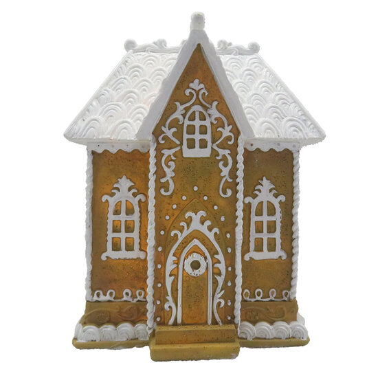 Clayre &amp; Eef | Decoratie Huis met LED Bruin Wit 12x9x15 cm | 6PR4191