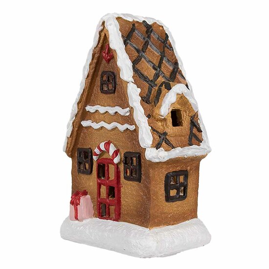 Clayre &amp; Eef | Decoratie Huisje Bruin Wit 10x7x15 cm | 6CE1771