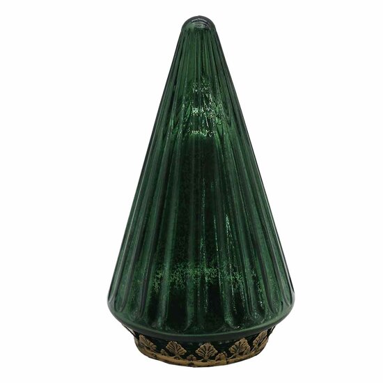 Clayre &amp; Eef | Kerstdecoratie Beeld Kerstboom met LED Groen &oslash; 11x19 cm | 6GL4571GR