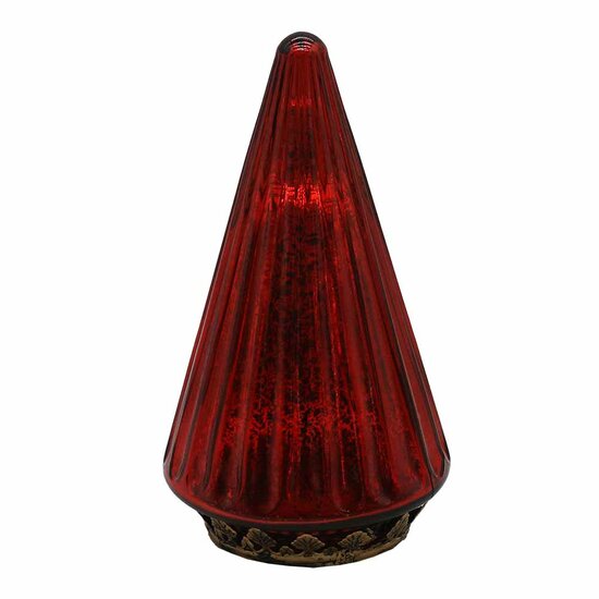 Clayre &amp; Eef | Kerstdecoratie Kerstboom met LED Rood &oslash; 11x19 cm | 6GL4571R