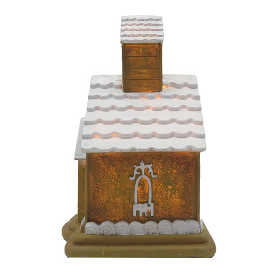 Clayre &amp; Eef | Decoratie Huis met LED Bruin Wit 9x9x14 cm | 6PR4192