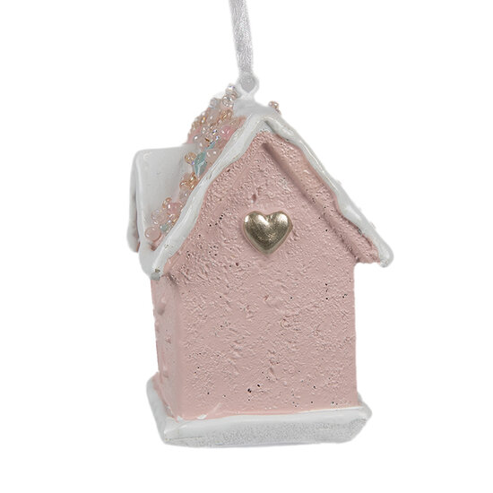 Clayre &amp; Eef | Decoratie hanger huisje Roze 4x4x6 cm | 6PR4211