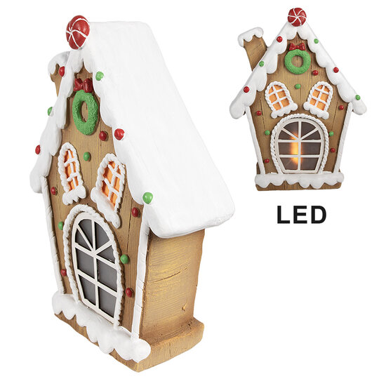 Clayre &amp; Eef | Decoratie Huis met LED Bruin 27x11x36 cm | 6MG0050