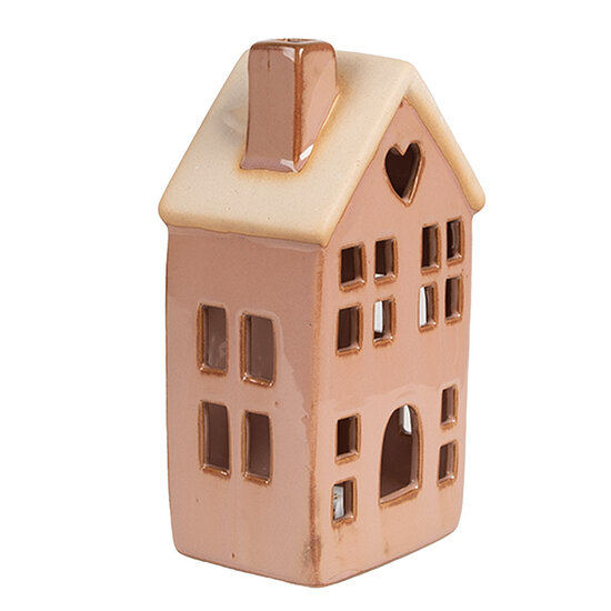 Clayre & Eef | Decoratie Huisje met LED Bruin 8x6x15 cm | 6CE1796