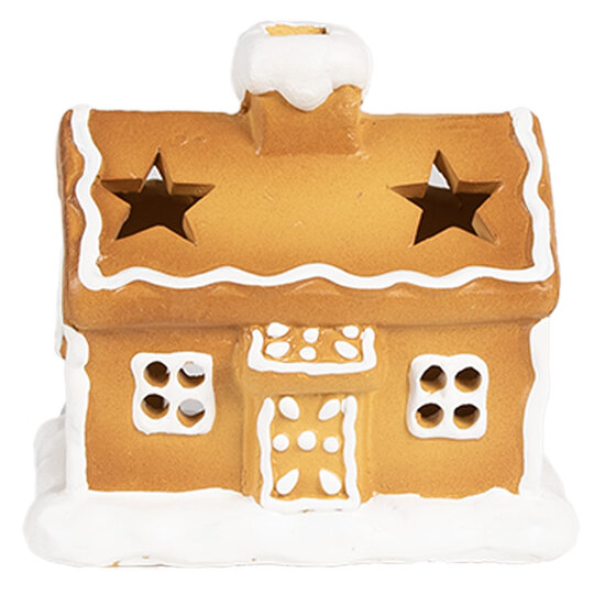 Clayre &amp; Eef | Theelichthouder Kerst Huisje Bruin 11x8x10 cm | 6CE1804