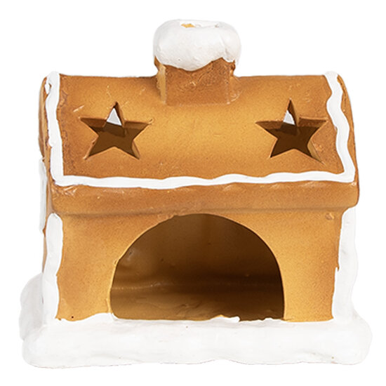 Clayre &amp; Eef | Theelichthouder Kerst Huisje Bruin 11x8x10 cm | 6CE1804