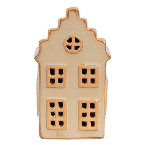 Clayre &amp; Eef | Decoratie Huisje met LED Beige 6x6x11 cm | 6CE1843