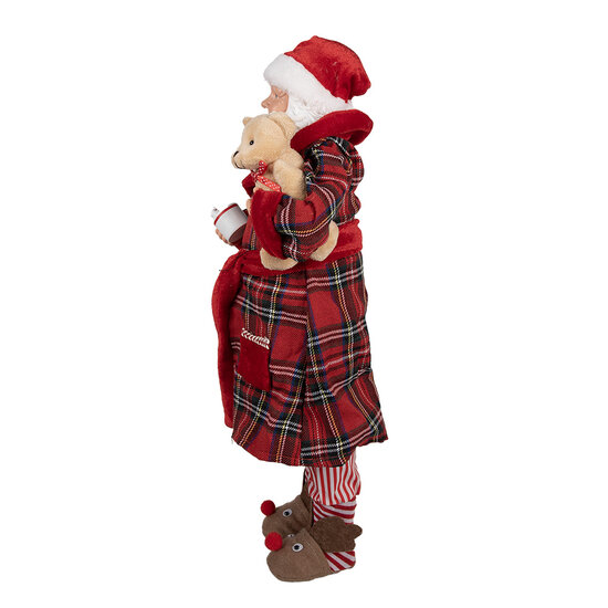 Clayre & Eef | Kerstdecoratie Kerstman Rood Wit 27x13x50 cm | 65627