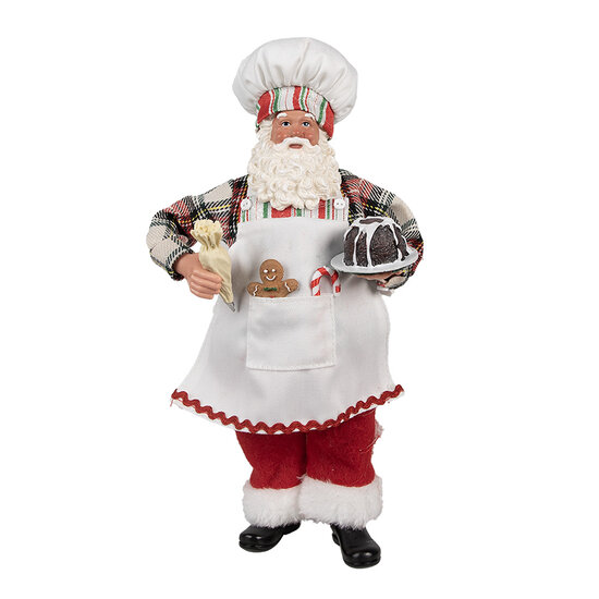 Clayre &amp; Eef | Kerstdecoratie Kerstman Wit Rood 16x9x28 cm | 65629