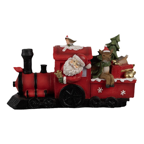 Clayre &amp; Eef | Kerstdecoratie Locomotief Rood LED 19x7x10 cm | 6PR4178