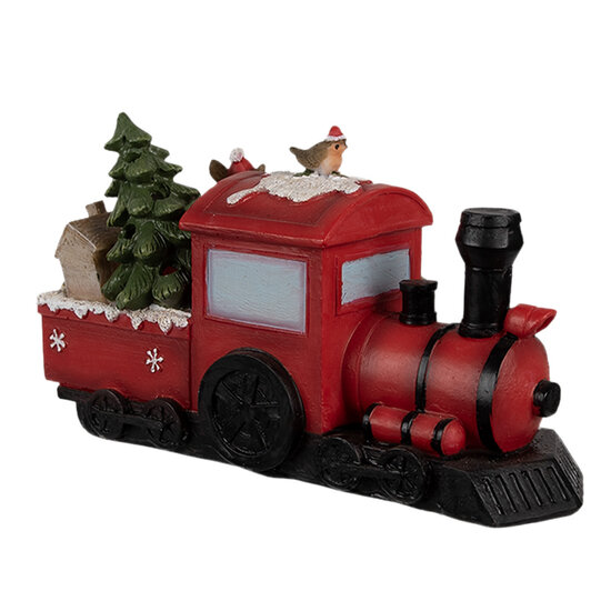 Clayre &amp; Eef | Kerstdecoratie Locomotief Rood LED 19x7x10 cm | 6PR4178