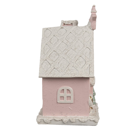 Clayre &amp; Eef | Decoratie Huis met LED Roze 10x8x15 cm | 6PR4199