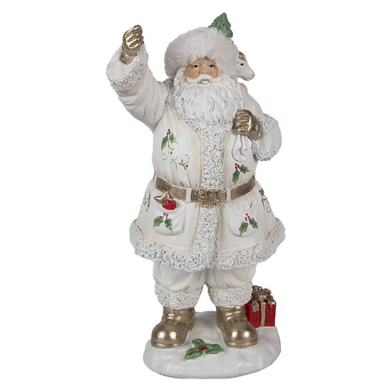 Clayre &amp; Eef | Kerstdecoratie Kerstman Wit 14x16x31 cm | 6PR4296