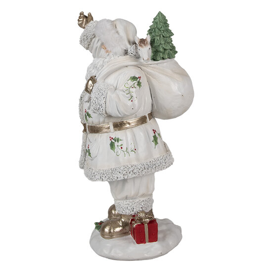 Clayre &amp; Eef | Kerstdecoratie Kerstman Wit 14x16x31 cm | 6PR4296