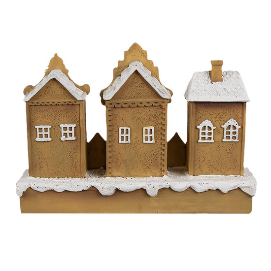 Clayre &amp; Eef | Decoratie Huis met LED Bruin Wit 13x4x10 cm | 6PR4194