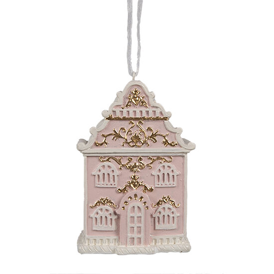 Clayre &amp; Eef | Decoratie hanger huisje Roze 6x4x9 cm | 6PR4205