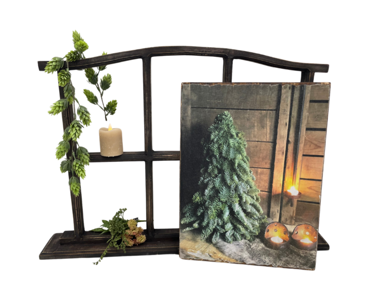 Decoratie bord hout met print Kerstboom &amp;  kaarsjes  40 x 30 cm touw | Stoer &amp; Sober | 976923 | Home Sweet Home