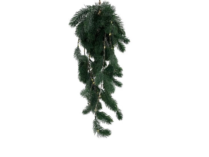 Decoratie kersttak met lichtjes timer en touw kersthanger groen 65 cm | 812354 | Home Sweet Home | Stoer &amp; Sober Woonstijl