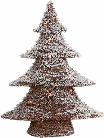 Kerstboom bruin met sneeuw decoratie met ledverlichting &amp; timer ijzer 3x aa 60 cm x 48 cm Maat L | 790790 | Home Sweet Home