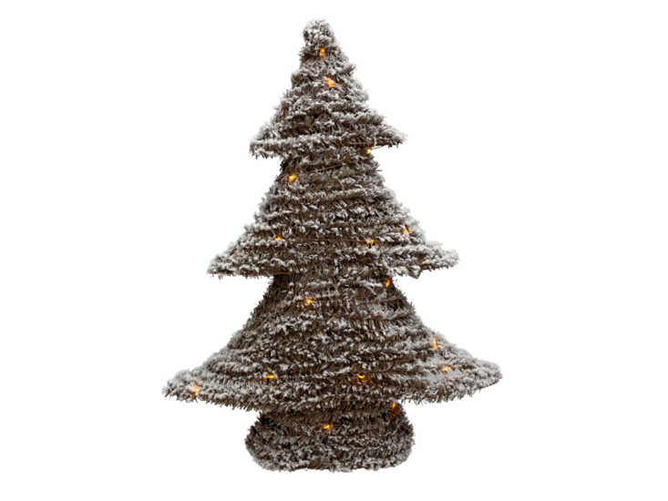 Kerstboom bruin met sneeuw decoratie met ledverlichting &amp; timer ijzer 3x aa 60 cm x 48 cm Maat L | 790790 | Home Sweet Home